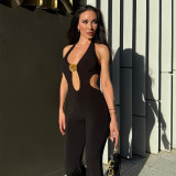 Hollow Out Halterneck Backless Jumpsuit GNZD-41527JBG