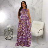 Print Sleeveless Backless Maxi Dress YF-20162