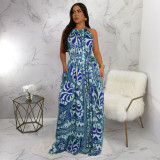 Print Sleeveless Backless Maxi Dress YF-20162