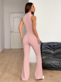 Sport Zipper Solid Color Wide Leg Pant Suit GZYU-K2529179