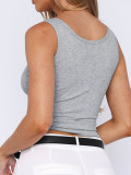 Sleeveless Button Solid Color Tank Tops GZYU-D2412074