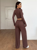 Yoga Sport Long Sleeve Wide Leg Pants Suit GZYU-D2439009