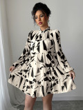Long Sleeve Print Loose Casual Dress GZEY-D2333035