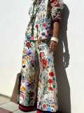Long Sleeve Print Shirt Two Piece Pants Set GSNU-3023