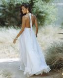 Solid Color Backless Tie Up Maxi Dress GSNU-8046