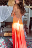Gradient Color Halterneck Sleeveless Backless Dress GSNU-8132