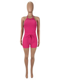 Sleeveless Hollow Out Knits Two Piece Shorts Set SHD-9782