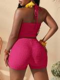 Sleeveless Hollow Out Knits Two Piece Shorts Set SHD-9782