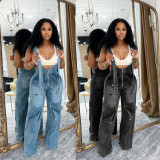 Casual Wide Leg Denim Back Pants Jumpsuit SH-391400