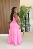 Solid Color Pleated TanK Top Wide Leg Pants Suit XHXF-8720