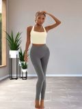 Solid Color Sport Tank Tops Yoga Pants Set SMD-25071