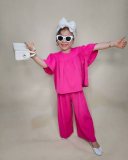 Kids Girls Bubble Short Sleeve Straight Pants Set GYAY-8124