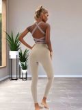 Solid Color Sport Tank Tops Yoga Pants Set SMD-25071