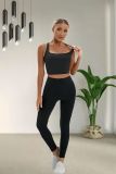 Solid Color Sport Tank Tops Yoga Pants Set SMD-25071