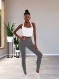 Solid Color Sport Tank Tops Yoga Pants Set SMD-25071