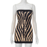 Sexy Zebra Printed Backless Mini Dress GSZM-C25DS089