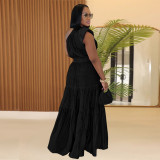 Solid Color Slash Shoulder Sleeveless Maxi Dress BY-7389
