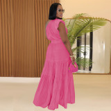 Solid Color Slash Shoulder Sleeveless Maxi Dress BY-7389