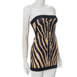 Sexy Zebra Printed Backless Mini Dress GSZM-C25DS089