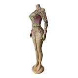 Long Sleeve Leopard Print 2 Piece Shorts Set MEM-88651