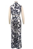 Print Sleeveless Casual Two Piece Pant Set XHXF-8723
