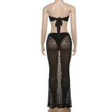 Sexy Lace Wrap Chest Two Piece Skirts Set XEF-K25S70537