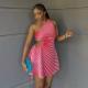 Slash Shoulder Sleeveless Print Mini Dress GXIN-S-8759