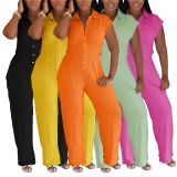 Sleeveless Lapel Straight Jumpsuit AIL-323