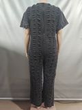 Plus Size Sexy Deep V Neck Holes Denim Jumpsuit GAKF-40609