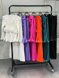 Solid Color Pleated Long Sleeve Pants Suit  GZRF-77061