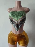 Pre Order: About 7 work days shipping Tube Top Sling Print Pants Suit YUEM-300701