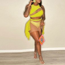 Plus Size Solid Mesh Patchwork Bikinis 3 Piece Swimsuit NY-2787