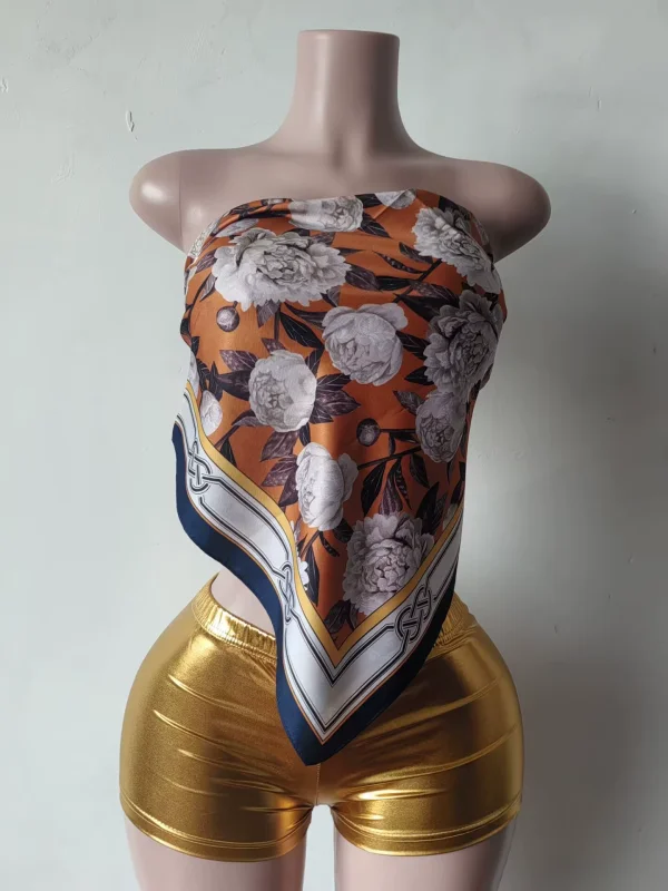 Pre Order: About 7 work days shipping Tube Top Sling Print Pants Suit YUEM-300701