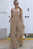Solid Color Loose Back Pants Jumpsuit QYMF-3154