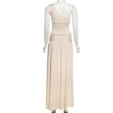 Solid Color Slash Shoulder Two Piece Skirts Set GSLF-K25S73038