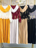 Fashion Pleated Color Block Long Dress GZRF-250327
