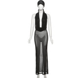 Deep V Stacked Neck Sexy Long Skirt 3 Piece Set GSLF-K25S69717