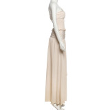 Solid Color Slash Shoulder Two Piece Skirts Set GSLF-K25S73038