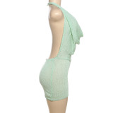 V Neck Backless Knits Mini Dress GSLF-W24D65866
