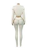 Long Sleeve Patchwork Tight Two Piece Pants Set CH-25033