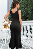 Sleeveless Solid Color Split Fishtail Evening Dress XHXF-462