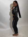 Long Sleeve Patchwork Tight Two Piece Pants Set CH-25033