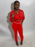 Long Sleeve Patchwork Tight Two Piece Pants Set CH-25033