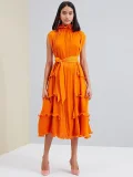 Sleeveless Solid Color Midi Dress GZRF-HY-9069