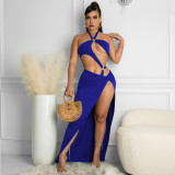 Sexy Solid Color Bikinis Long Skirt Swimsuit Set GCNF-0103