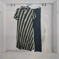 Stripe Short Sleeve Loose Two Piece Pants Set GZRF-KH-0082
