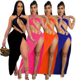 Sexy Solid Color Bikinis Long Skirt Swimsuit Set GCNF-0103