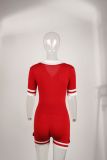 Solid Color Lapel Slim Romper YWXS-K25L597