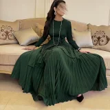 Pleated Solid Color Top Long Skrits Suit GZRF-KH-0096