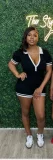 Solid Color Lapel Slim Romper YWXS-K25L597